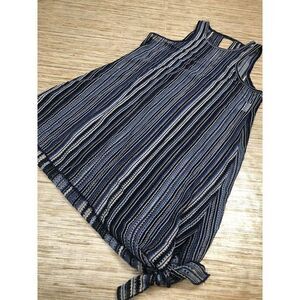 846 Becca Womens crochet tunic dress tie side swim cover BLUE sz XS